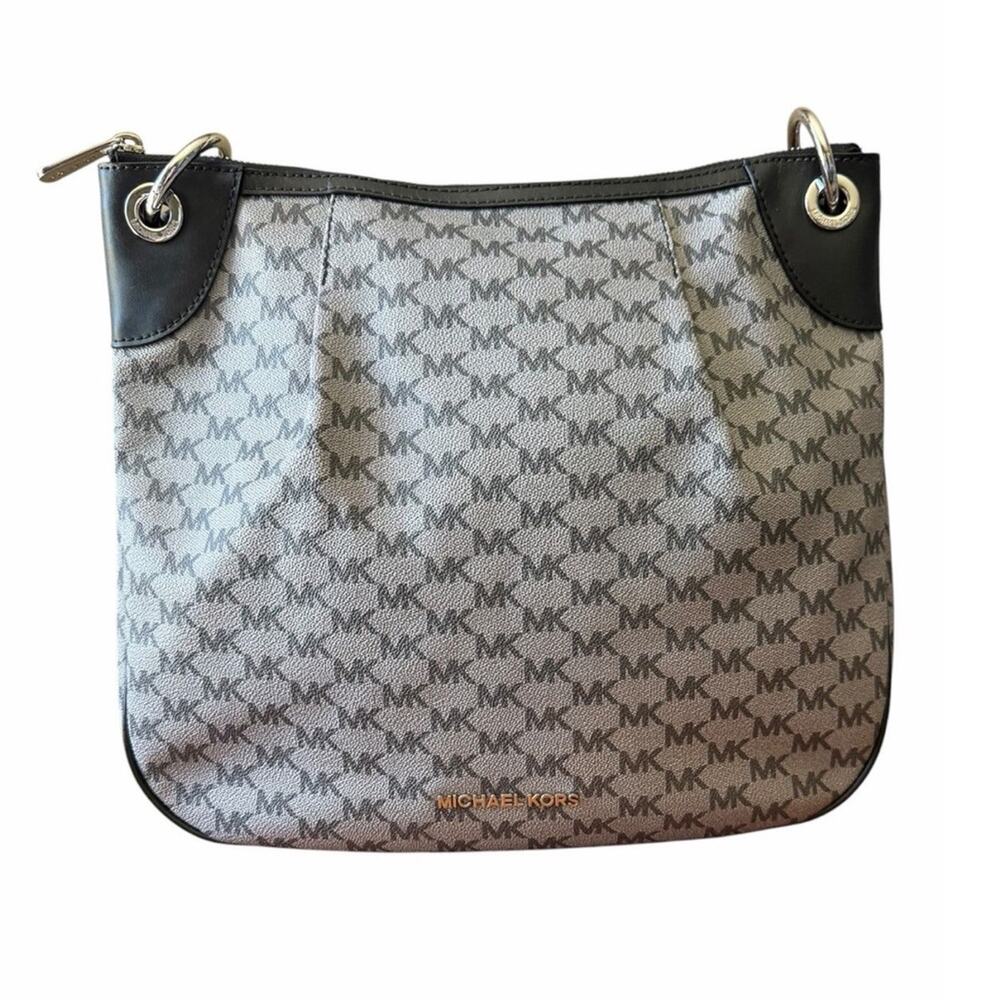 Michael Kors Jet Set Large Convertible Shoulder Crossbody Bag Black MK Logo